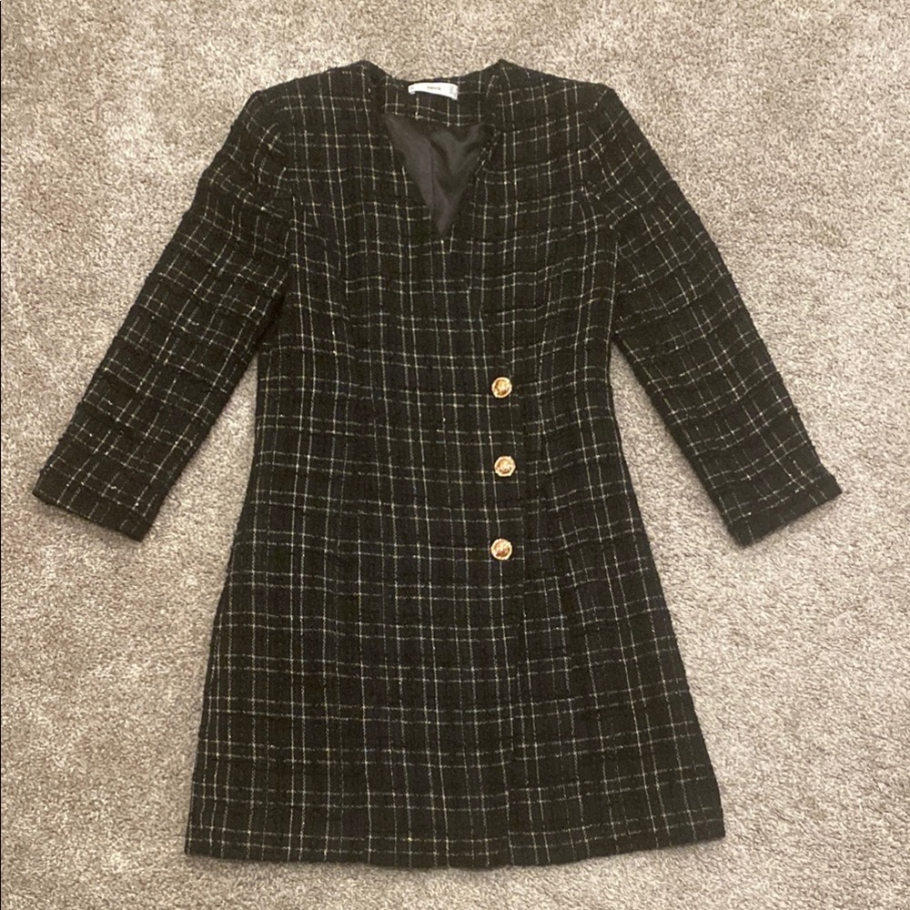 Mango Black Plaid Blazer Dress